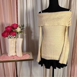 Wet Seal Off-Shoulder Cream Sweater